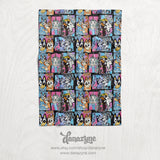 Bluey & Friends Characters Patchwork Minky Blanket (White Back)