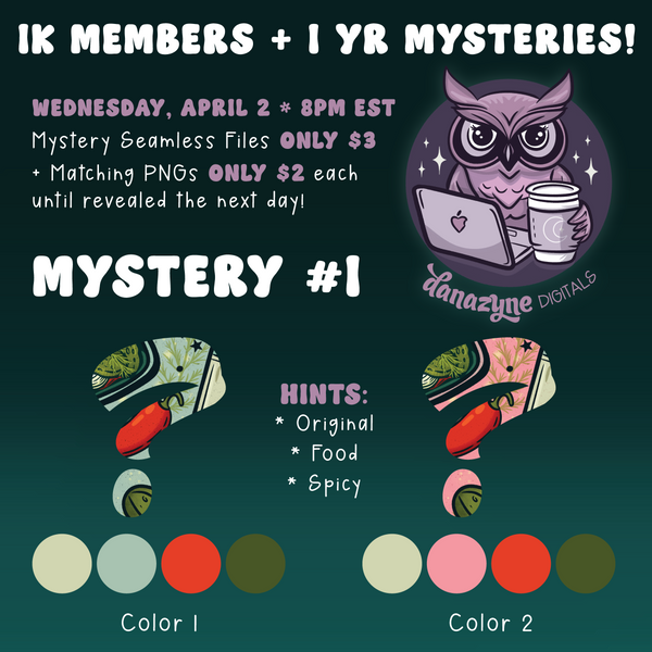 1k / 1 Year Celebration Mystery Seamless Files + Matching PNGs