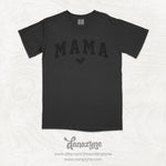 Matte Black "MAMA Heart" on Pepper Oversized Comfort Colors T-Shirt