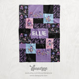 Personalized KPOP Demon Hunter Name Blanket - Huntr/x Movie Inspired Theme - Minky - Faux Quilt Style Blanket - Dark Watercolor