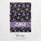 Personalized KPOP Demon Hunter Huntr/X Inspired Blanket - Repeating Pattern Name Block Style Plush Minky Blanket - Dark Watercolor