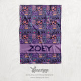 Personalized KPOP Demon Hunter Huntr/X - Inspired Blanket - Repeating Pattern Name Block Style Plush Minky Blanket - Patchwork