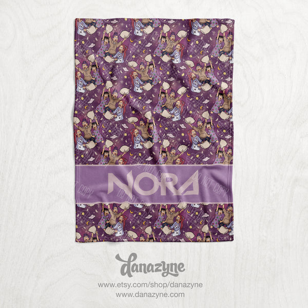 Personalized KPOP Demon Hunter Huntr/X - Inspired Blanket - Repeating Pattern Name Block Style Plush Minky Blanket - Pillow Fight