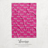 Personalized Hot Pink Movie Inspired Barbie Blanket - Repeating Name Blanket - Barbie Inspired Font