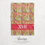 Personalized Buddy the Elf Patchwork Blanket - Repeating Pattern Name Block Style Plush Minky Blanket