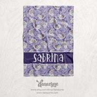 Personalized Christmas Lavender Santa Blanket - Repeating Pattern Name Block Style Plush Minky Blanket