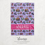 Personalized Halloweentown Inspired Tattoo Flash Blanket - Name Block Style Plush Minky Blanket - Violet