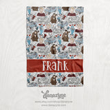 Personalized Christmas Home Alone Blanket - Repeating Pattern Name Block Style Plush Minky Blanket