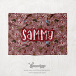 Personalized Shelf Elf Blanket - Girl's Mauve - Horizontal Center Name Repeating Pattern Name Plush Minky Blanket
