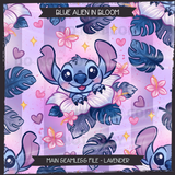 Blue Alien in Bloom Seamless File + Matching PNGs