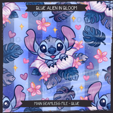 Blue Alien in Bloom Seamless File + Matching PNGs