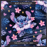 Blue Alien in Bloom Seamless File + Matching PNGs