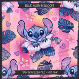 Blue Alien in Bloom Seamless File + Matching PNGs