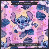 Blue Alien in Bloom Seamless File + Matching PNGs