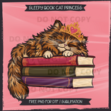 Sleepy Book Cat Princess Seamless File + Matching PNGs