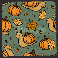 Creepy Crawlies PUMPKIN SNAILS Seamless File + Matching PNG