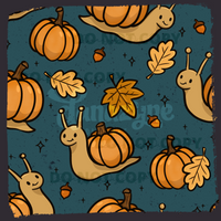 Creepy Crawlies PUMPKIN SNAILS Seamless File + Matching PNG