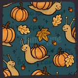 Creepy Crawlies PUMPKIN SNAILS Seamless File + Matching PNG