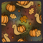 Creepy Crawlies PUMPKIN SNAILS Seamless File + Matching PNG