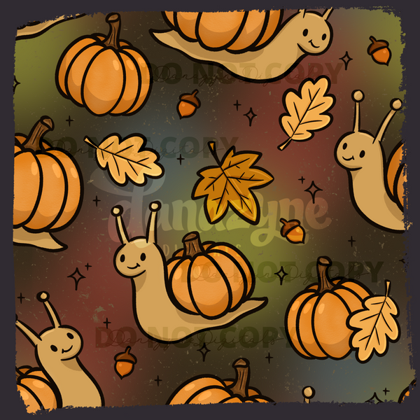 Creepy Crawlies PUMPKIN SNAILS Seamless File + Matching PNG