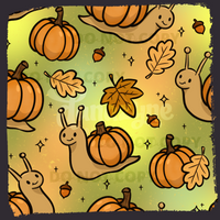 Creepy Crawlies PUMPKIN SNAILS Seamless File + Matching PNG