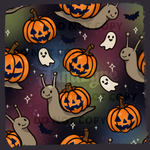 Creepy Crawlies HAUNTED SNAILS Seamless File + Matching PNG