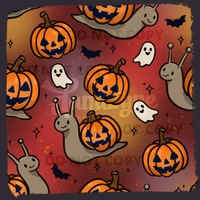 Creepy Crawlies HAUNTED SNAILS Seamless File + Matching PNG