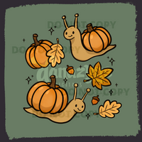 Creepy Crawlies PUMPKIN SNAILS Seamless File + Matching PNG