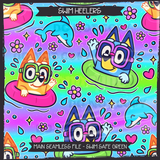 Swim Heelers Seamless File + Matching PNGs