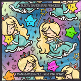 Sleepy Gamer Star Princess Seamless File + Matching PNGs