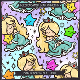 Sleepy Gamer Star Princess Seamless File + Matching PNGs