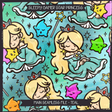 Sleepy Gamer Star Princess Seamless File + Matching PNGs