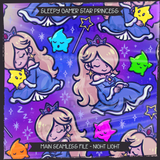 Sleepy Gamer Star Princess Seamless File + Matching PNGs