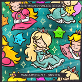 Sleepy Gamer Princess Sisters Seamless File + Matching PNGs