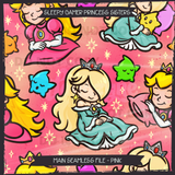 Sleepy Gamer Princess Sisters Seamless File + Matching PNGs