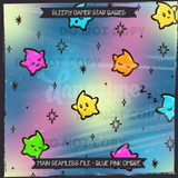 Sleepy Gamer Star Babies Seamless File + Matching PNGs