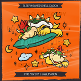 Sleepy Gamer Shell Daddy Seamless File + Matching PNGs