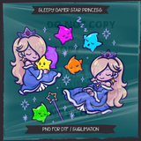 Sleepy Gamer Star Princess Seamless File + Matching PNGs