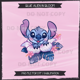 Blue Alien in Bloom Seamless File + Matching PNGs