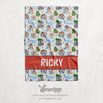 Personalized Dog Blanket - Repeating Pattern Name Block Style Plush Minky Blanket