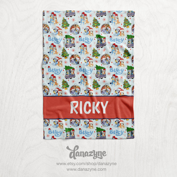 Personalized Dog Blanket - Repeating Pattern Name Block Style Plush Minky Blanket