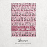 Personalized Cozy Coop Pink Blanket - Repeating Pattern Name Block Style Plush Minky Blanket