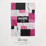 Personalized Girl's Golf Blanket - Design It Yourself Sports Faux Quilt Style Plush Minky Blanket