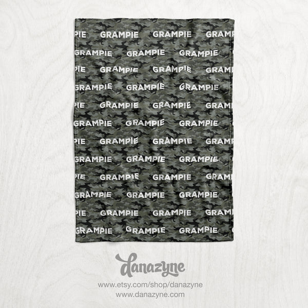 Camo Personalized Repeating Name Plush Minky Blanket - Choose Your own Font