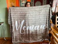 RTS - SAMPLE of our Loved One Family Name Blanket - MYSTERY DESIGN