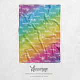 Rainbow Galaxy Personalized Repeating Name Plush Minky Blanket - Choose Your own Font