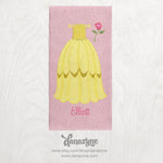 Personalized Girl's Princess Dress Towel - Beauty and the Beast Inspired Premium Microfiber Towel