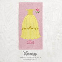Personalized Girl's Princess Dress Towel - Beauty and the Beast Inspired Premium Microfiber Towel
