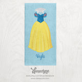 Personalized Girl's Princess Dress Towel - Snow White Inspired Premium Towel