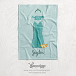 Personalized Princess Dress Blanket - Jasmine Inspired Plush Minky Blanket